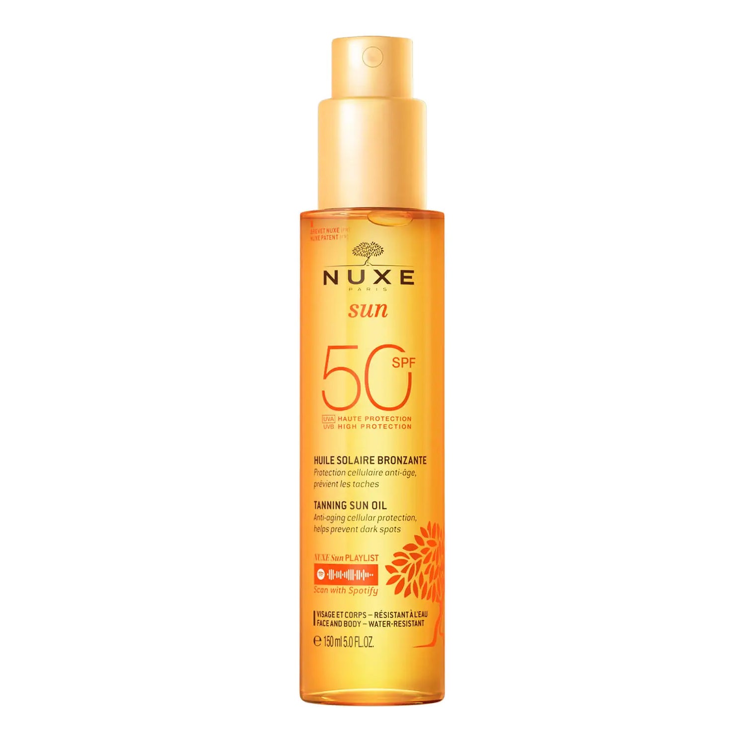 Nuxe Sun Olio Solare Abbronzante Spf50 Viso E Corpo 150ml