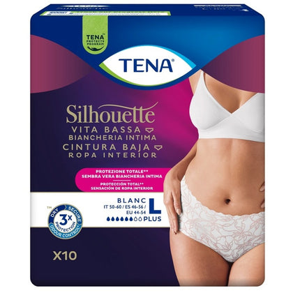 Tena Silhouette Plus Vita Bassa Blanc Plus L 10 Pezzi