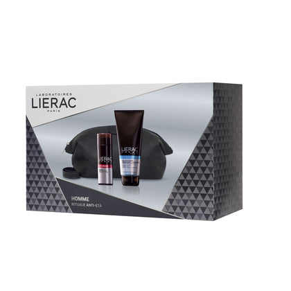 LIERAC UOMO COFANETTO FLUIDO ANTIRUGHE+GEL DOCCIA+TROUSSE