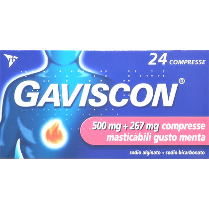 Gaviscon 24 Compresse Menta 500+267mg
